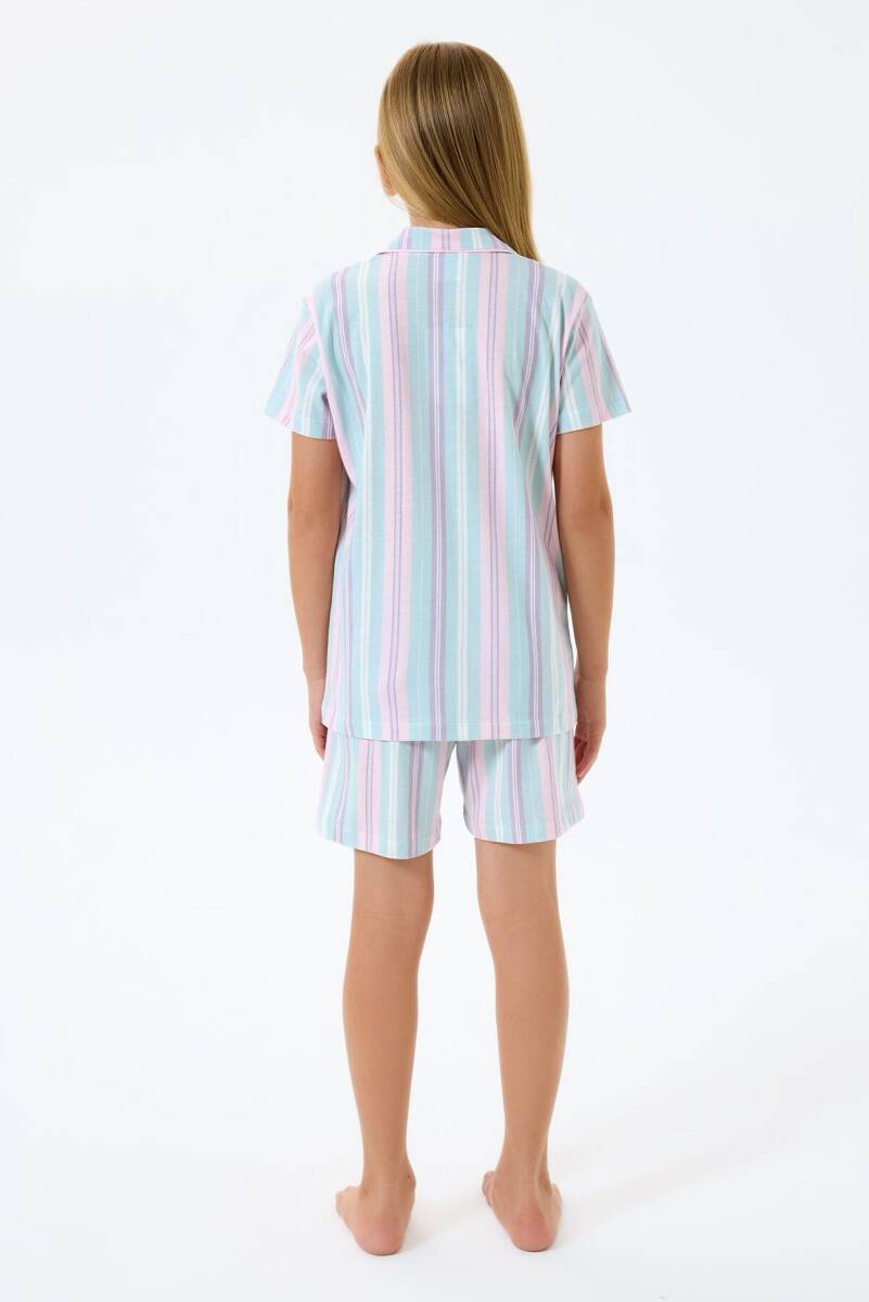 U.S. Polo Assn. Kız Çocuk %100 Pamuk Gömlek Yaka Nakışlı Yazlık Regular Fit Pembe Pijama Takımı US2534-C-V1 - 4