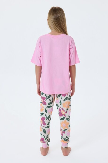 U.S. Polo Assn. Kız Çocuk %100 Pamuk Bisiklet Yaka Nakışlı Yazlık Regular Fit Pembe Pijama Takımı US2503-C-V2 - 4