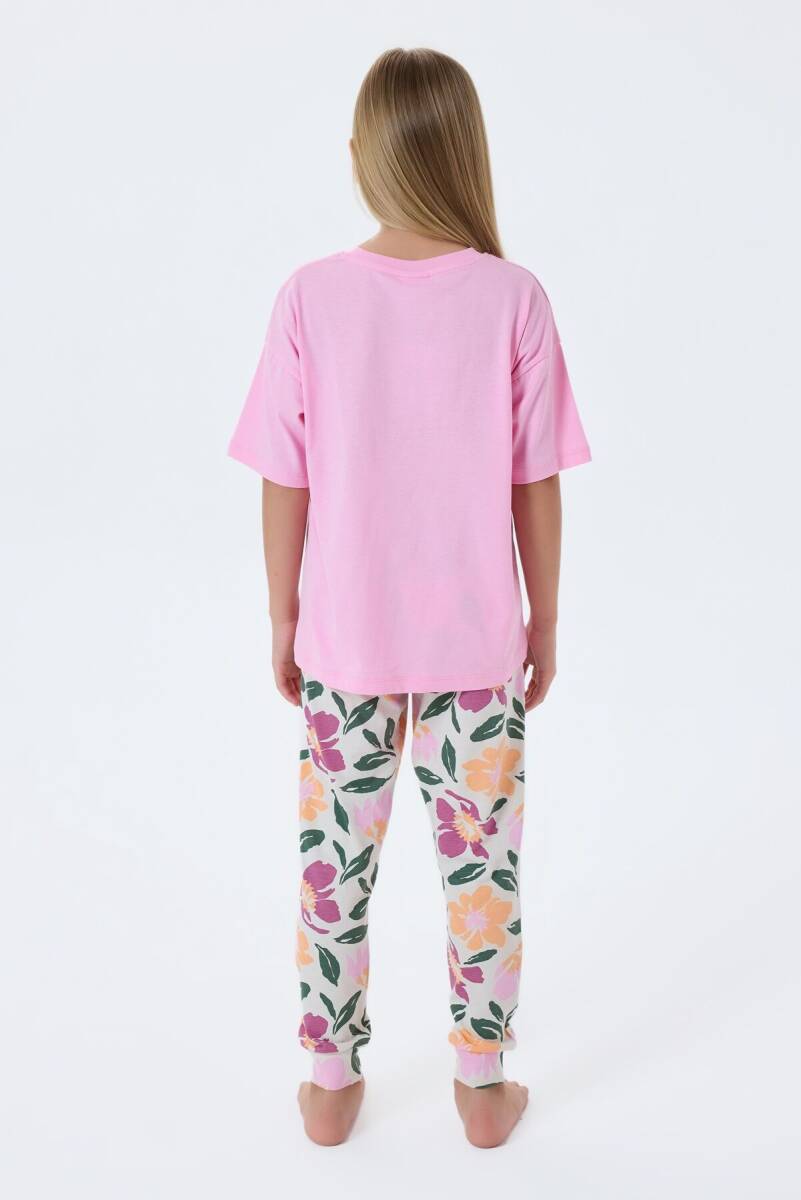 U.S. Polo Assn. Kız Çocuk %100 Pamuk Bisiklet Yaka Nakışlı Yazlık Regular Fit Pembe Pijama Takımı US2503-C-V2 - 4