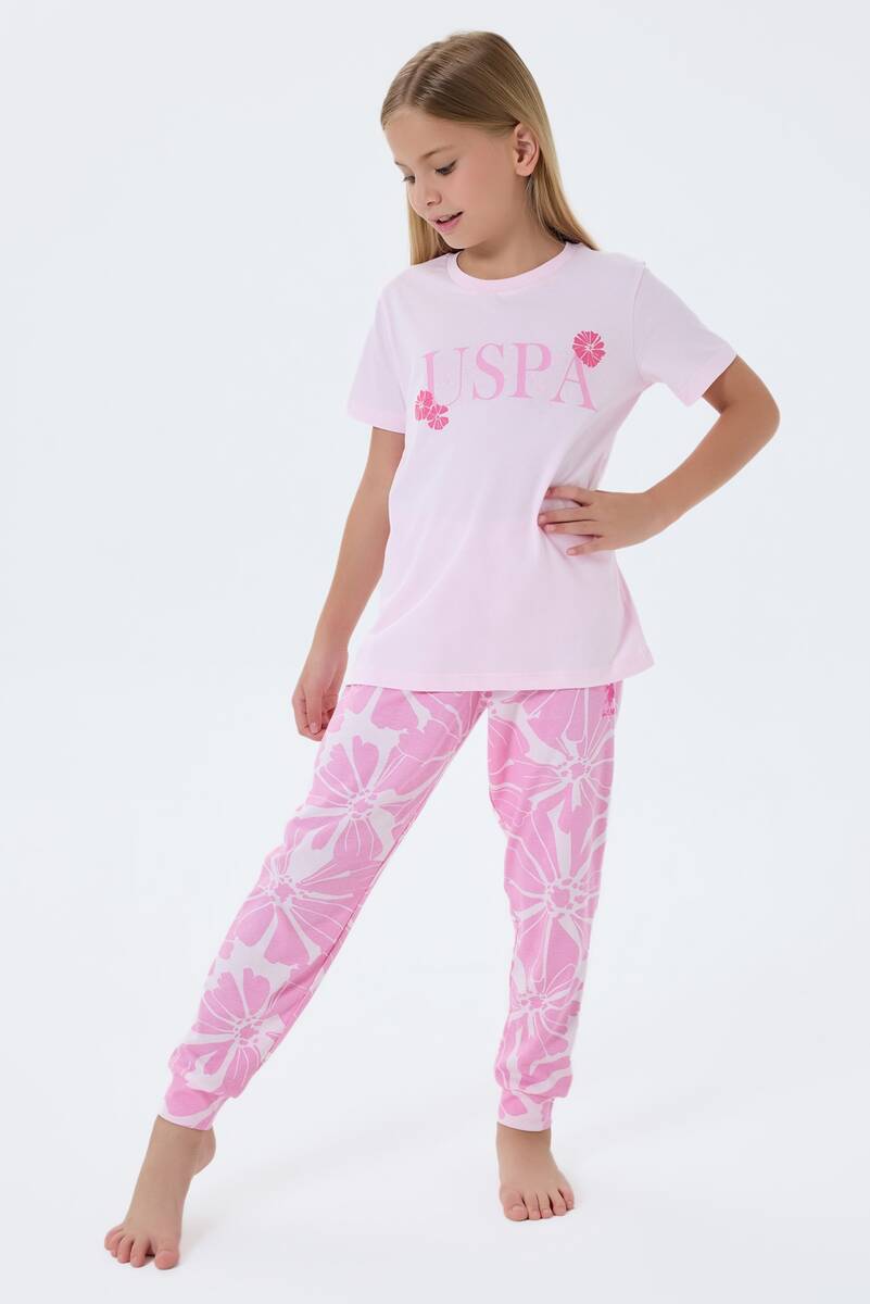 U.S. Polo Assn. Kız Çocuk Pembe Pijama Takım