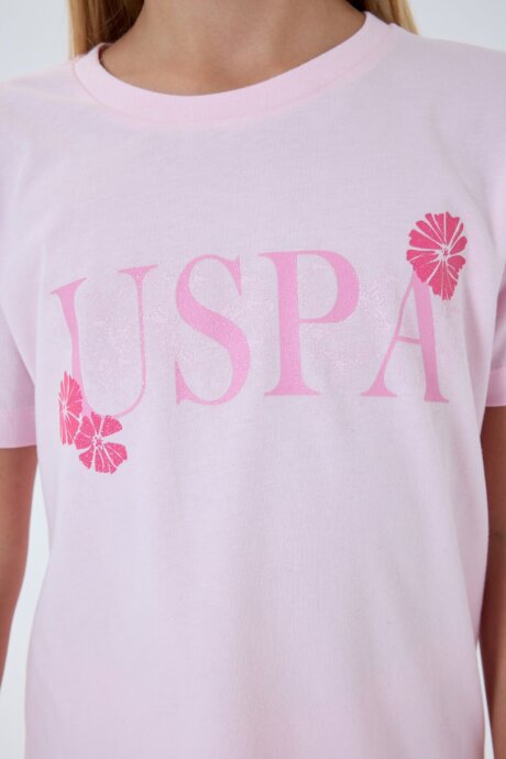 U.S. Polo Assn. Kız Çocuk Bisiklet Yaka Nakışlı Yazlık Regular Fit Pembe Pijama Takımı US2506-C-V1 - 3