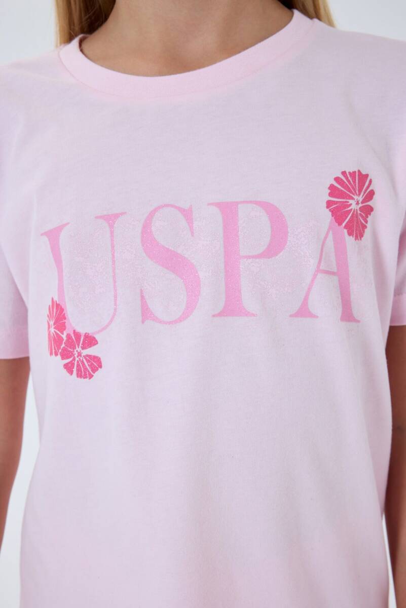 U.S. Polo Assn. Kız Çocuk Bisiklet Yaka Nakışlı Yazlık Regular Fit Pembe Pijama Takımı US2506-C-V1 - 3