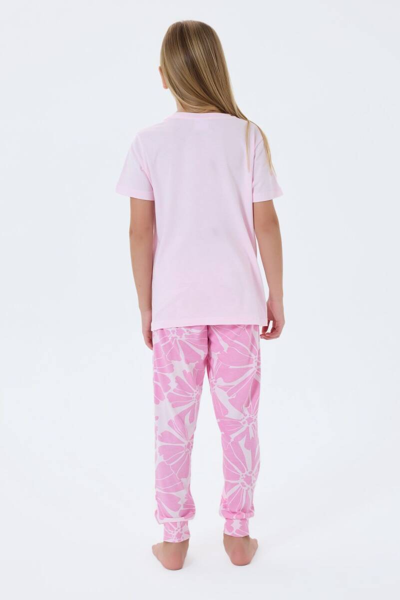 U.S. Polo Assn. Kız Çocuk Bisiklet Yaka Nakışlı Yazlık Regular Fit Pembe Pijama Takımı US2506-C-V1 - 4