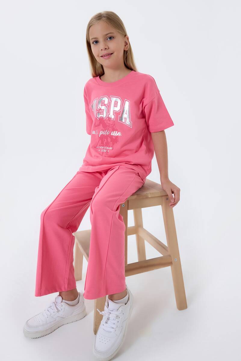 U.S. Polo Assn. Kız Çocuk Pembe Pijama Takım
