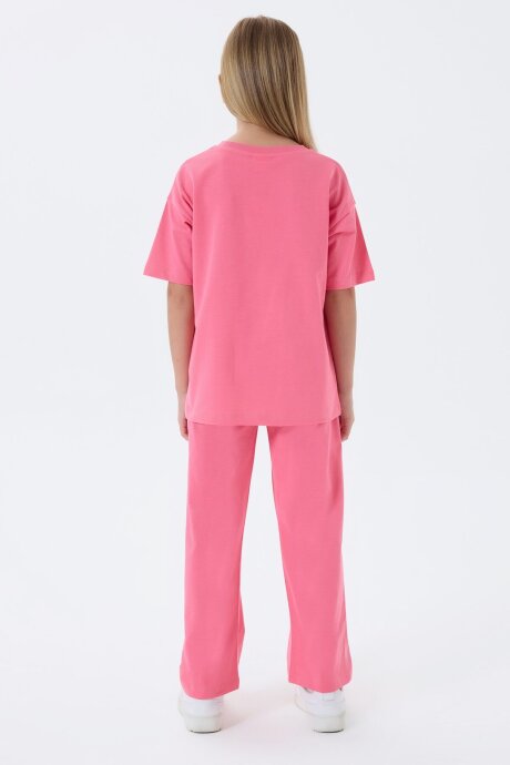 U.S. Polo Assn. Kız Çocuk %100 Pamuk Bisiklet Yaka Nakışlı Yazlık Regular Fit Pembe Pijama Takımı US2509-C-V1 - 4