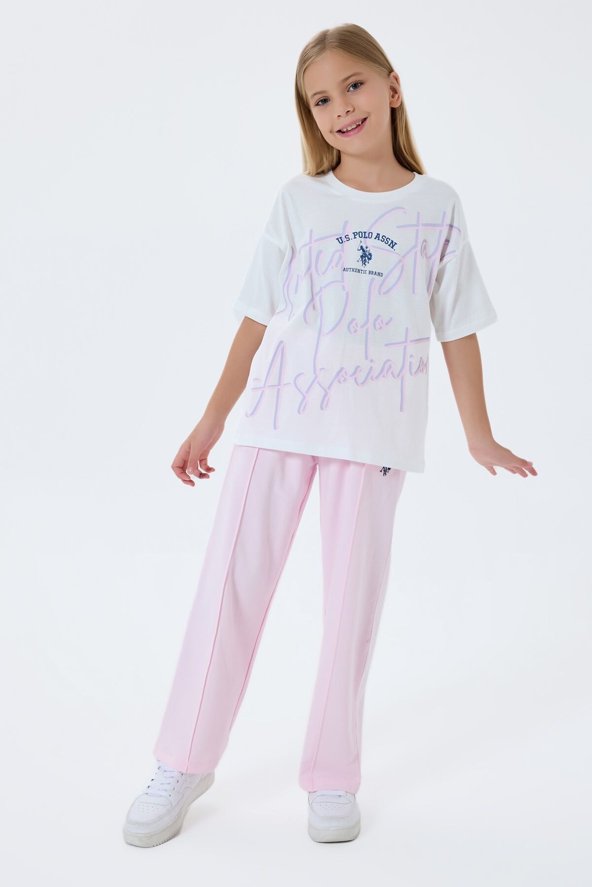 U.S. Polo Assn. Kız Çocuk Pembe Pijama Takım