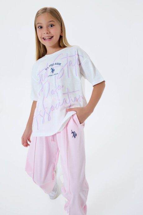 U.S. Polo Assn. Kız Çocuk Bisiklet Yaka Nakışlı Yazlık Regular Fit Pembe Pijama Takımı US2515-C-V1 (1)