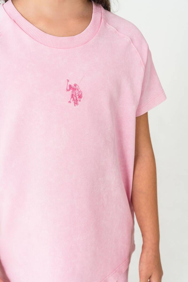 U.S. Polo Assn. Kız Çocuk %100 Pamuk Bisiklet Yaka Nakışlı Yazlık Regular Fit Pembe Pijama Takımı US2529-C-V2 - 2