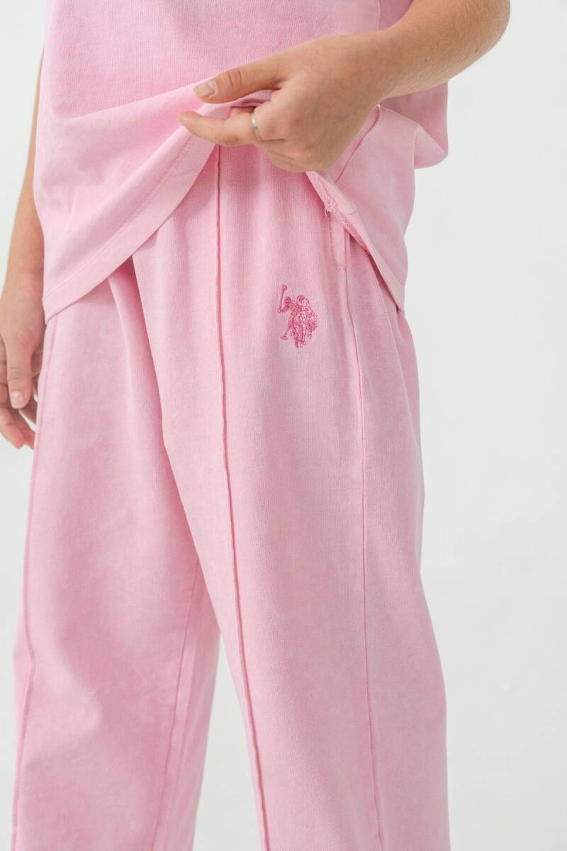 U.S. Polo Assn. Kız Çocuk %100 Pamuk Bisiklet Yaka Nakışlı Yazlık Regular Fit Pembe Pijama Takımı US2529-C-V2 - 3