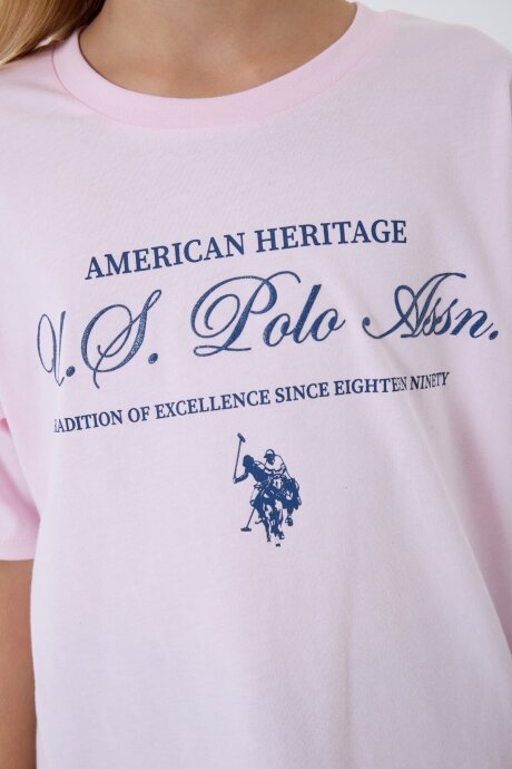 U.S. Polo Assn. Kız Çocuk Bisiklet Yaka Nakışlı Yazlık Regular Fit Pembe Pijama Takımı US2502-C-V1 - 3