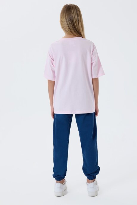 U.S. Polo Assn. Kız Çocuk Bisiklet Yaka Nakışlı Yazlık Regular Fit Pembe Pijama Takımı US2502-C-V1 - 4