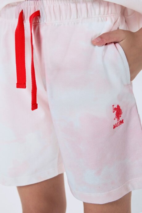 U.S. Polo Assn. Kız Çocuk Bisiklet Yaka Nakışlı Yazlık Regular Fit Pembe Şort Takım US2514-C-V2 - 3