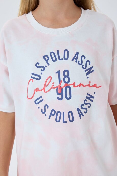 U.S. Polo Assn. Kız Çocuk Bisiklet Yaka Nakışlı Yazlık Regular Fit Pembe Şort Takım US2514-C-V2 - 5