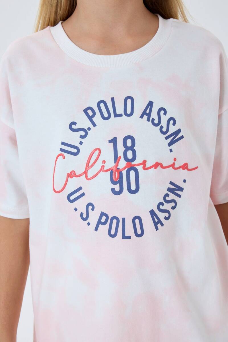 U.S. Polo Assn. Kız Çocuk Bisiklet Yaka Nakışlı Yazlık Regular Fit Pembe Şort Takım US2514-C-V2 - 5