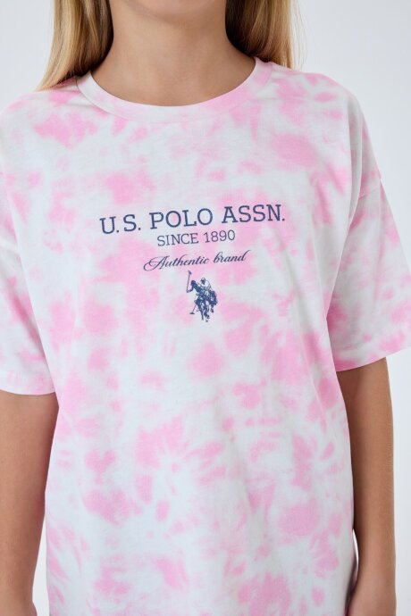 U.S. Polo Assn. Kız Çocuk Bisiklet Yaka Nakışlı Yazlık Regular Fit Pembe Şort Takım US2520-C-V1 (1)