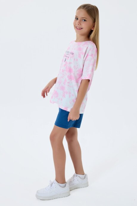 U.S. Polo Assn. Kız Çocuk %100 Pamuk Bisiklet Yaka Nakışlı Yazlık Regular Fit Pembe Şort Takım US2520-C-V1 - 5