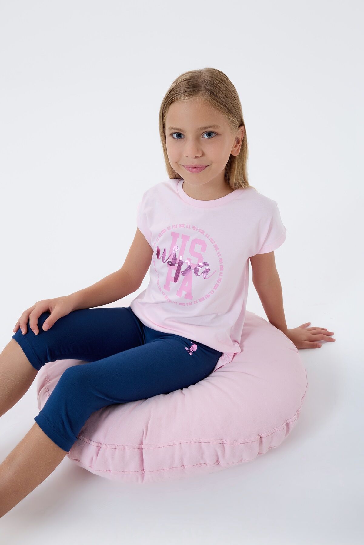 U.S. Polo Assn. Kız Çocuk Pembe Tayt Takım