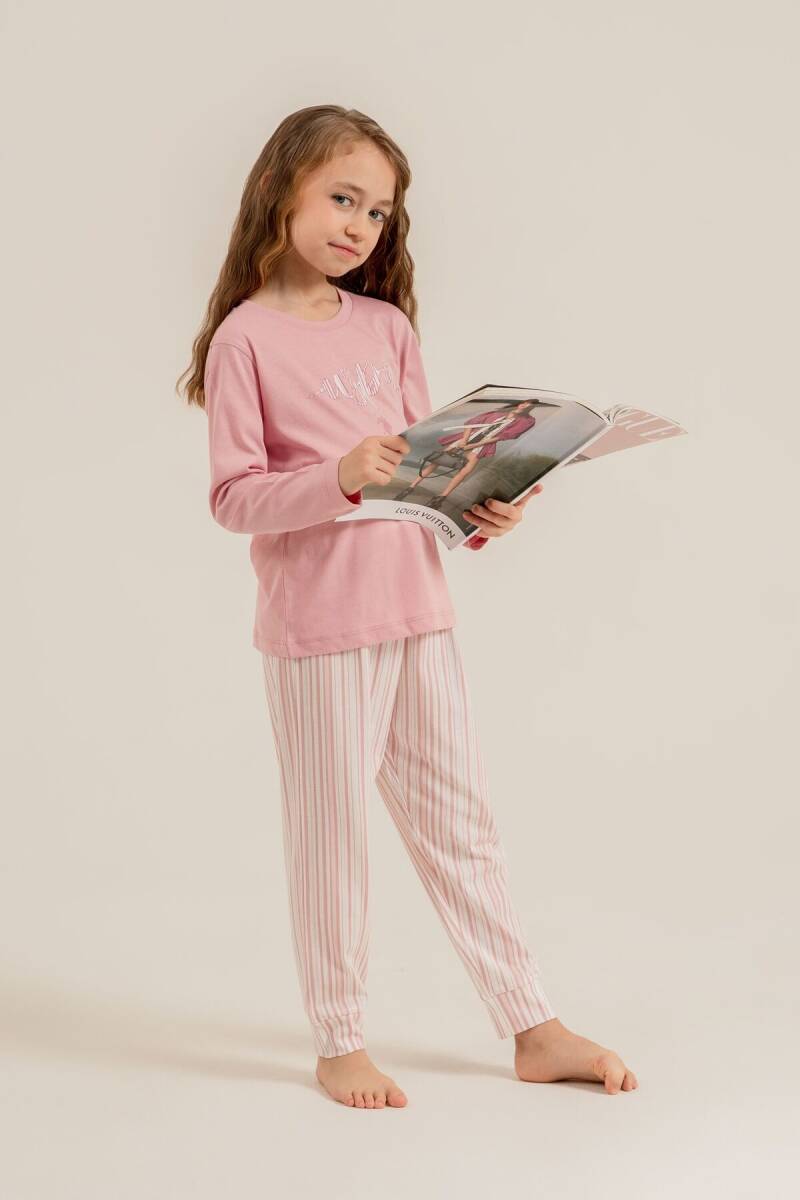U.S. Polo Assn. Kız Çocuk Pamuklu Baskılı Pembe Uzun Kol Pijama Takımı US2727-C-V1 - 7