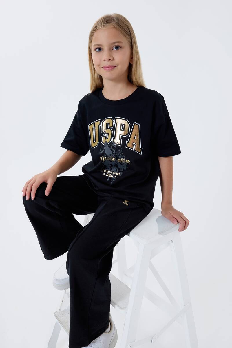 U.S. Polo Assn. Kız Çocuk Siyah Pijama Takım