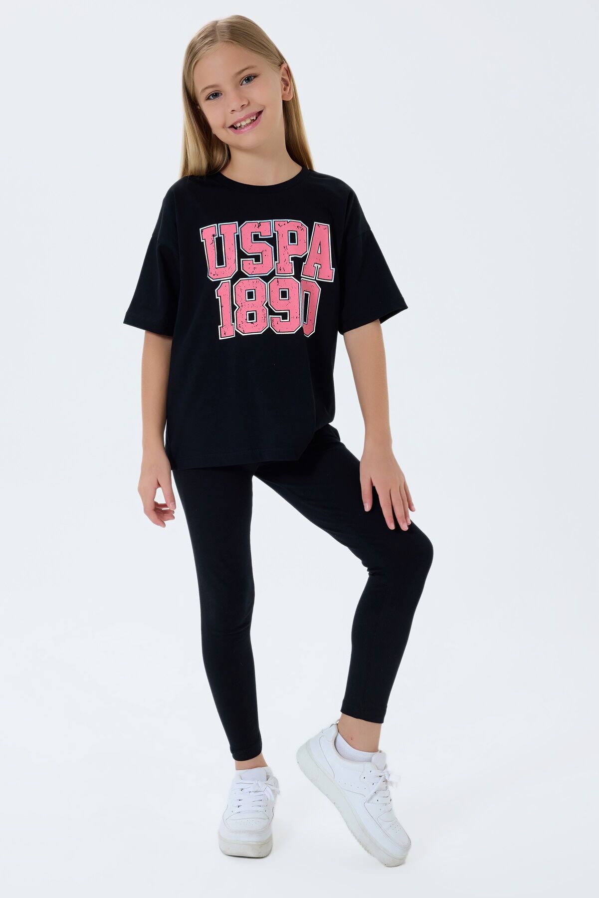 U.S. Polo Assn. Kız Çocuk Siyah Tayt Takım