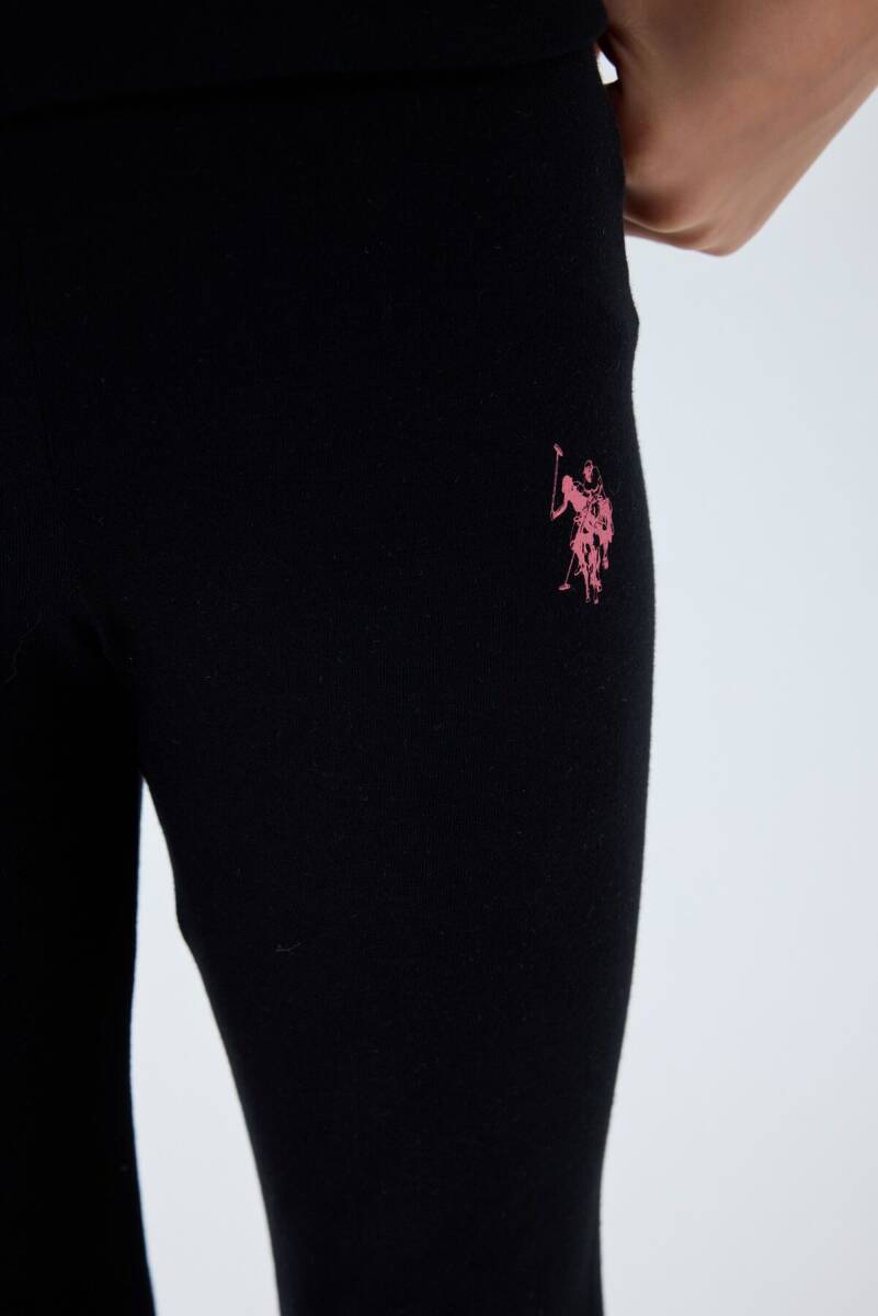 U.S. Polo Assn. Kız Çocuk Bisiklet Yaka Nakışlı Yazlık Relaxed Fit Siyah Tayt Takım US2523-C-V1 - 3