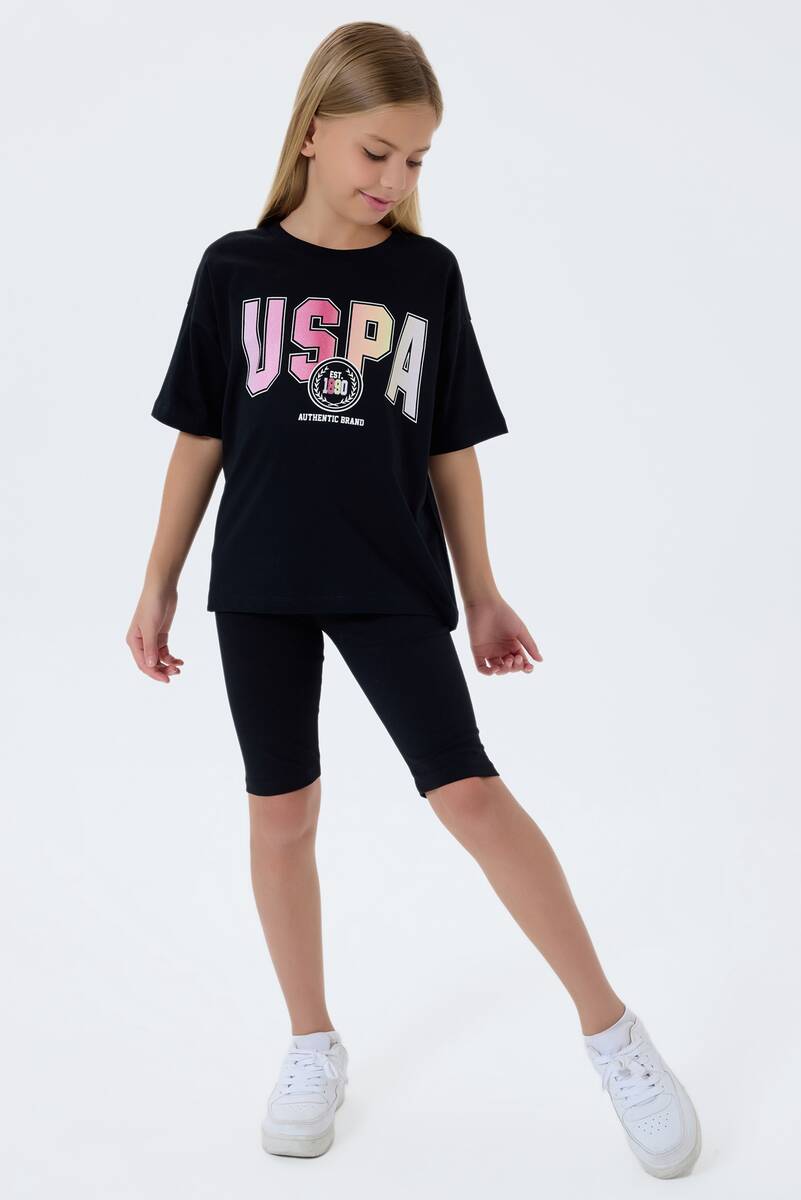 U.S. Polo Assn. Kız Çocuk Siyah Tayt Takım
