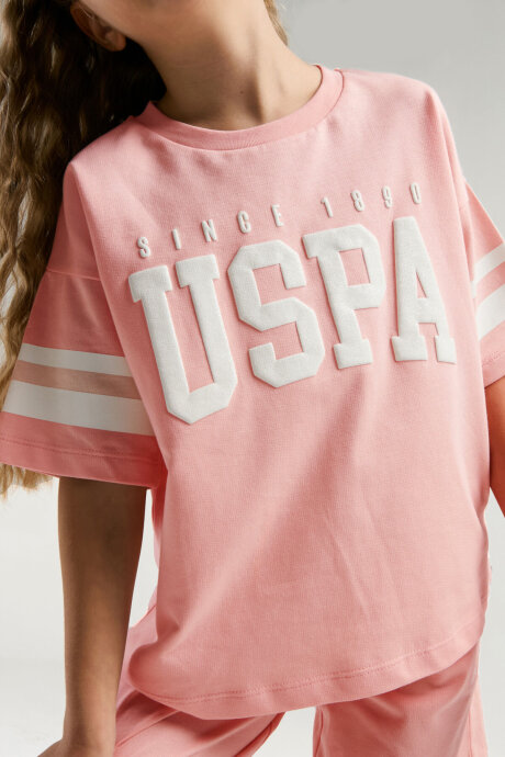 U.S. Polo Assn. Kız Çocuk Bisiklet Yaka Yazlık Pembe Bermuda Takım US2091-C-V6 - 3