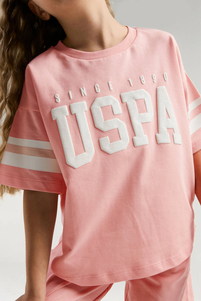 U.S. Polo Assn. Kız Çocuk Bisiklet Yaka Yazlık Pembe Bermuda Takım US2091-C-V6 - 3
