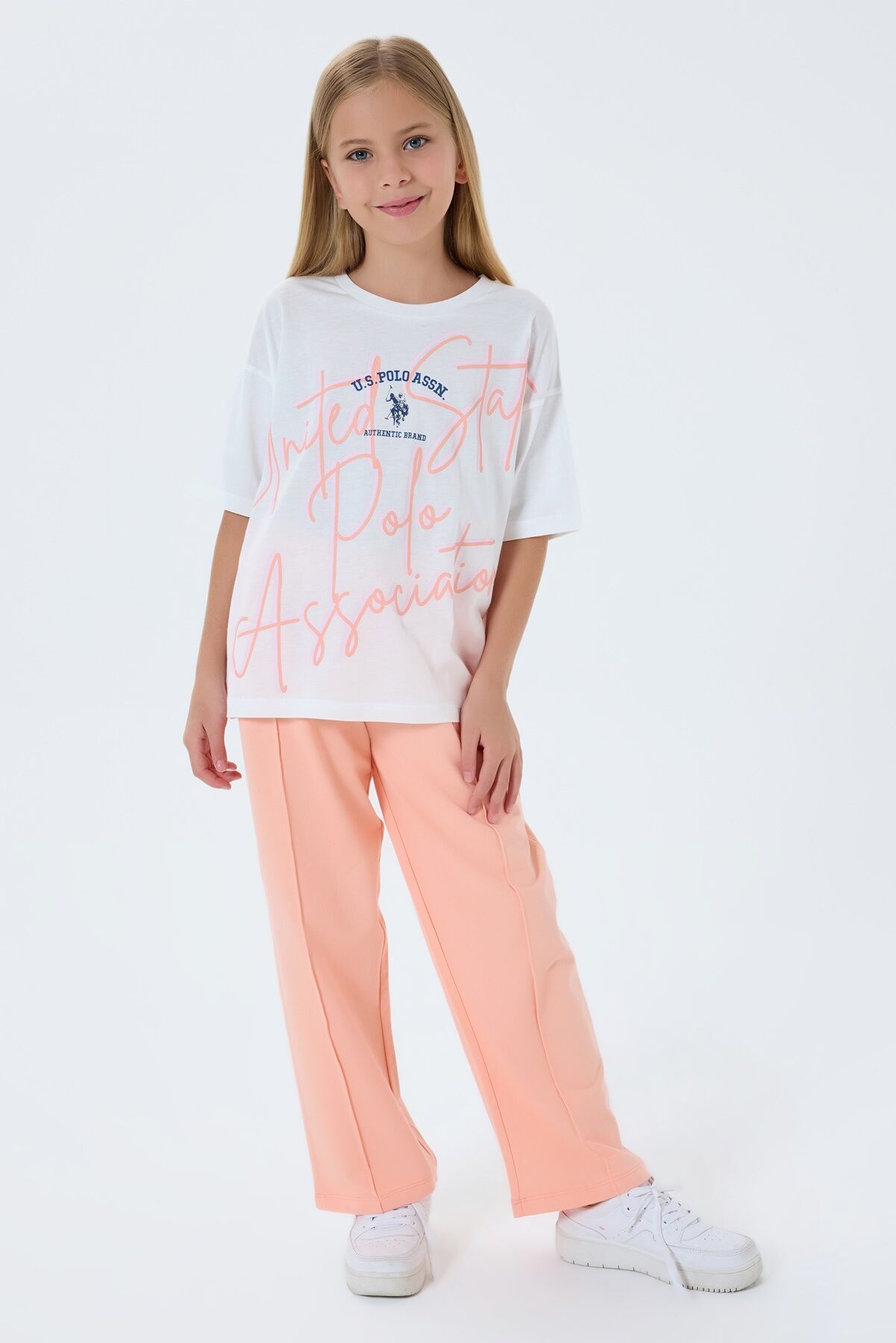 U.S. Polo Assn. Kız Çocuk Turuncu Pijama Takım