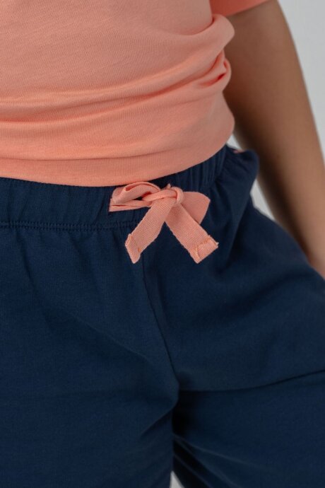 U.S. Polo Assn. Kız Çocuk Bisiklet Yaka Nakışlı Yazlık Regular Fit Turuncu Şort Takım US2522-C-V2 - 5