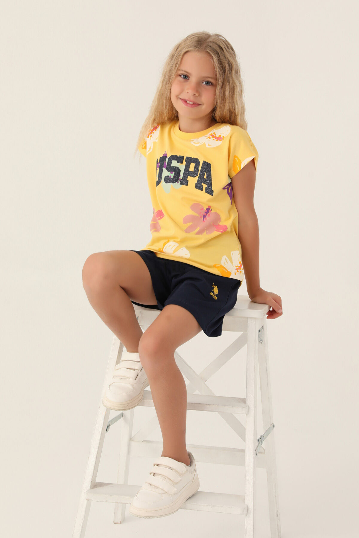 U.S. Polo Assn Kız Çocuk Sarı  Şort Takım 