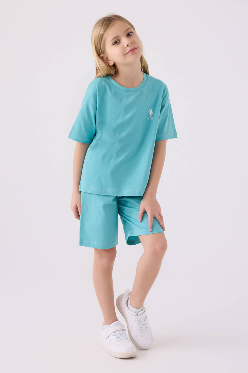 U.S. Polo Assn. Kız Çocuk Mavi Bermuda Takım