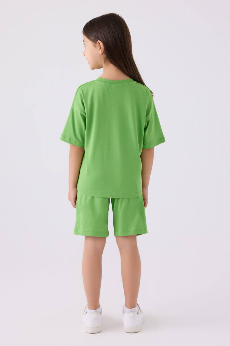 U.S. Polo Assn. Kız Çocuk Bisiklet Yaka Sargı Nakışlı Yazlık Regular Fit Yeşil Bermuda Takım US1848-C-V5 - 5
