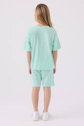 U.S. Polo Assn. Kız Çocuk Pamuklu Bisiklet Yaka Pigment Baskılı Yazlık Regular Fit Mavi Bermuda Takım US1849-C-V2 - 5
