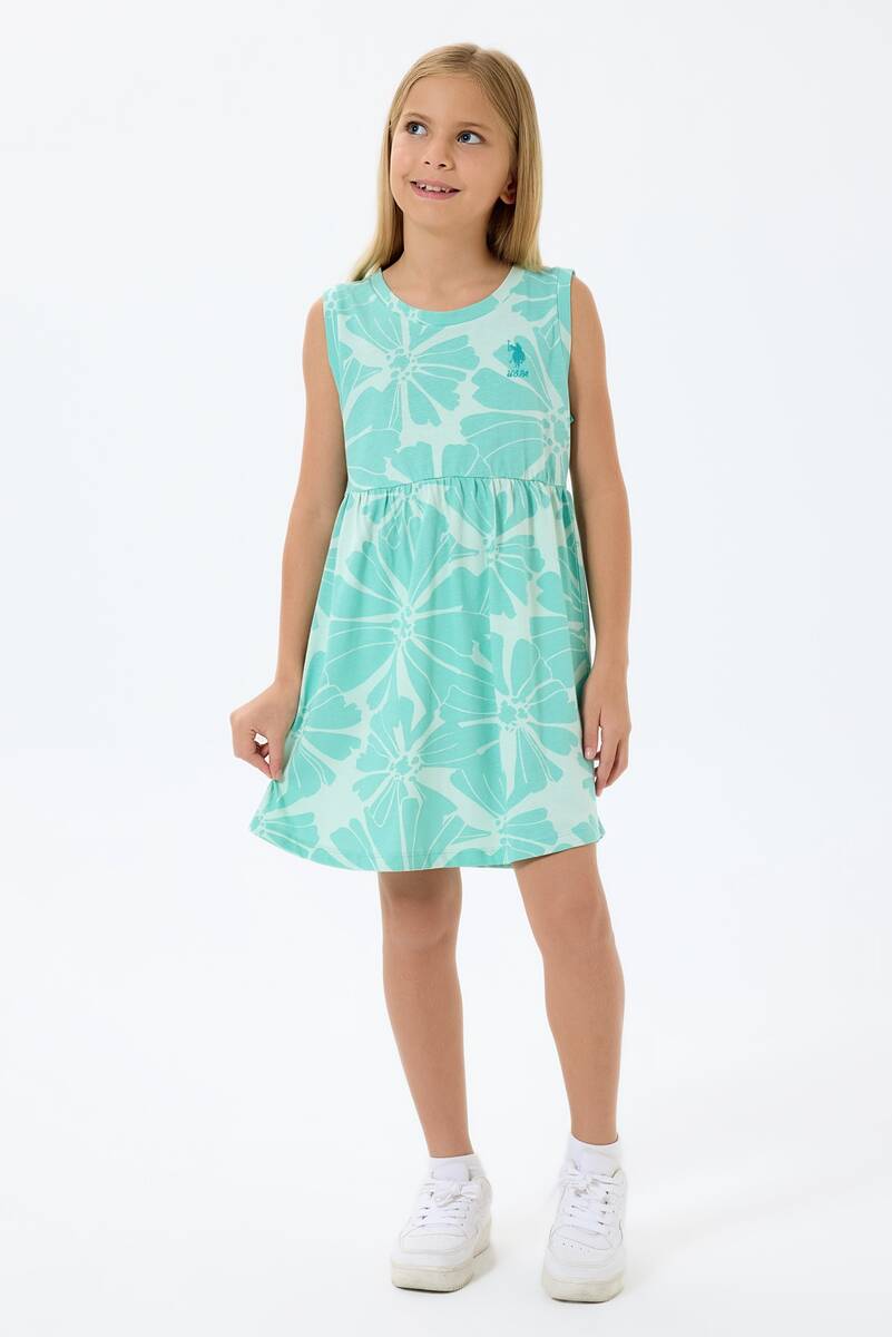 U.S. Polo Assn. Kız Çocuk Yeşil Elbise