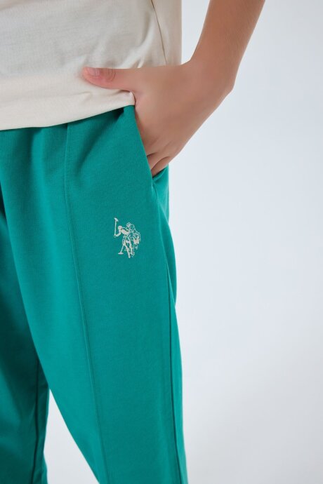 U.S. Polo Assn. Kız Çocuk Bisiklet Yaka Nakışlı Yazlık Regular Fit Yeşil Pijama Takımı US2525-C-V2 - 3