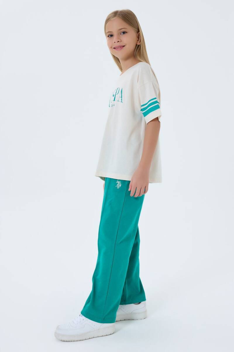 U.S. Polo Assn. Kız Çocuk Bisiklet Yaka Nakışlı Yazlık Regular Fit Yeşil Pijama Takımı US2525-C-V2 - 5