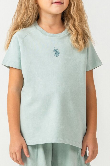 U.S. Polo Assn. Kız Çocuk %100 Pamuk Bisiklet Yaka Nakışlı Yazlık Regular Fit Yeşil Pijama Takımı US2529-C-V3 - 3