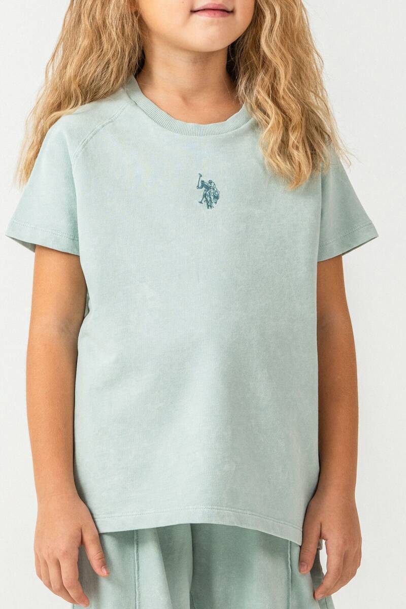 U.S. Polo Assn. Kız Çocuk %100 Pamuk Bisiklet Yaka Nakışlı Yazlık Regular Fit Yeşil Pijama Takımı US2529-C-V3 - 3