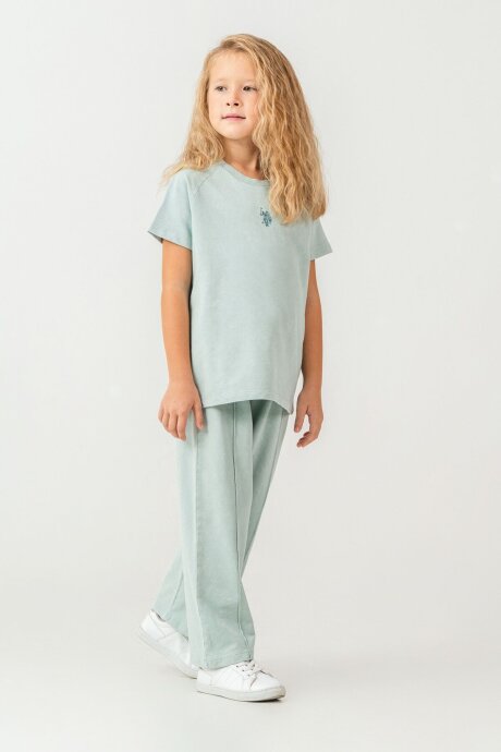 U.S. Polo Assn. Kız Çocuk %100 Pamuk Bisiklet Yaka Nakışlı Yazlık Regular Fit Yeşil Pijama Takımı US2529-C-V3 - 5