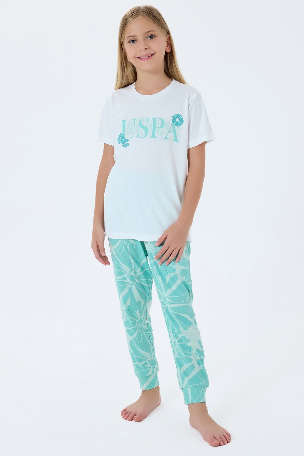 U.S. Polo Assn. Kız Çocuk Yeşil Pijama Takım