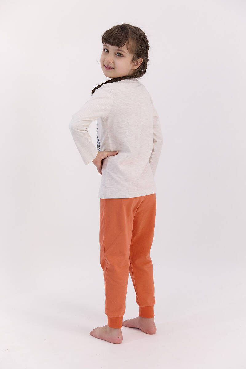 U.S. Polo Assn - U.S. Polo Assn Kremmelanj Kız Çocuk Uzun Kol Ribanalı Pijama Takımı (1)