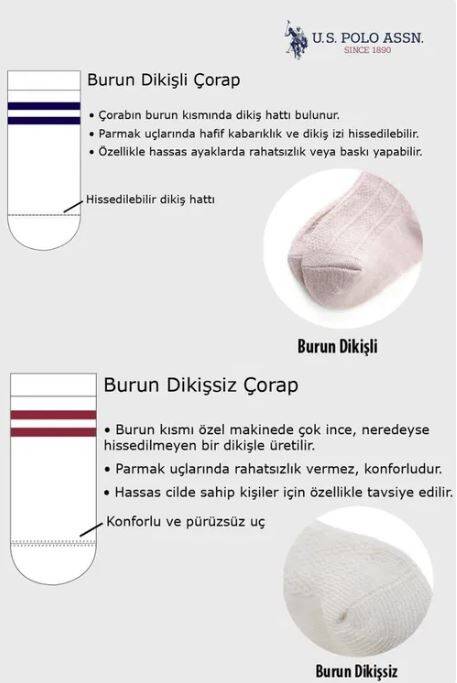 U.S. Polo Assn. Kız Bebek Pamuklu Baskısız Kışlık Regular Fit Beyaz Çorap USB969-B-V1 - 2