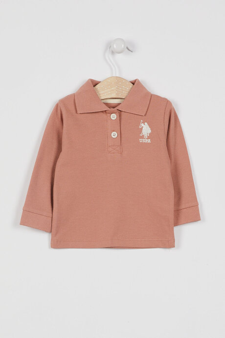 U.S. Polo Assn. Kız Bebek Polo Yaka Baskısız Kışlık Regular Fit Kahverengi T-Shirt USB994-B-V3 - 1