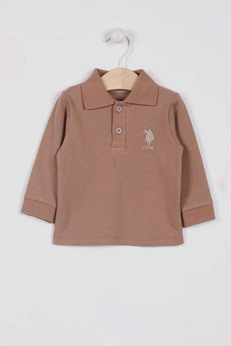 U.S. Polo Assn. Erkek Bebek Polo Yaka Baskısız Kışlık Regular Fit Kahverengi T-Shirt USB998-B-V2 