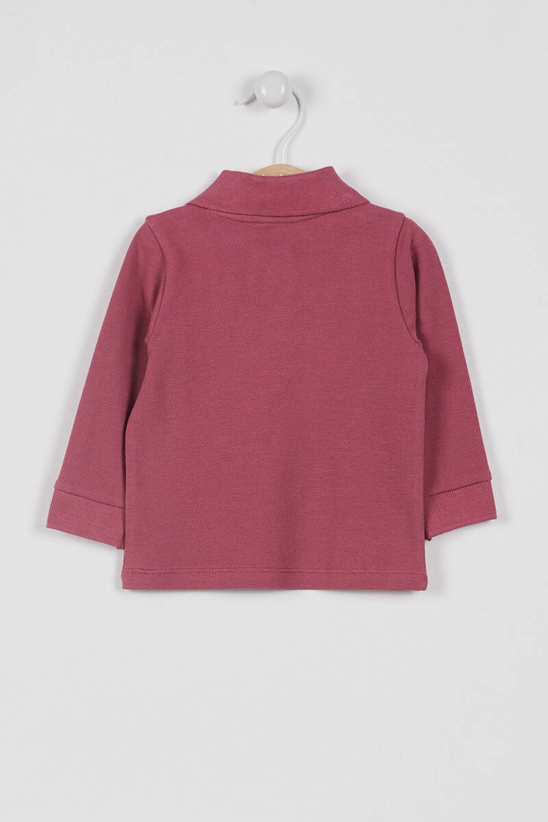 U.S. Polo Assn. Kız Bebek Pamuklu Polo Yaka Baskısız Kışlık Regular Fit Bordo T-Shirt USB994-B-V5 - 2