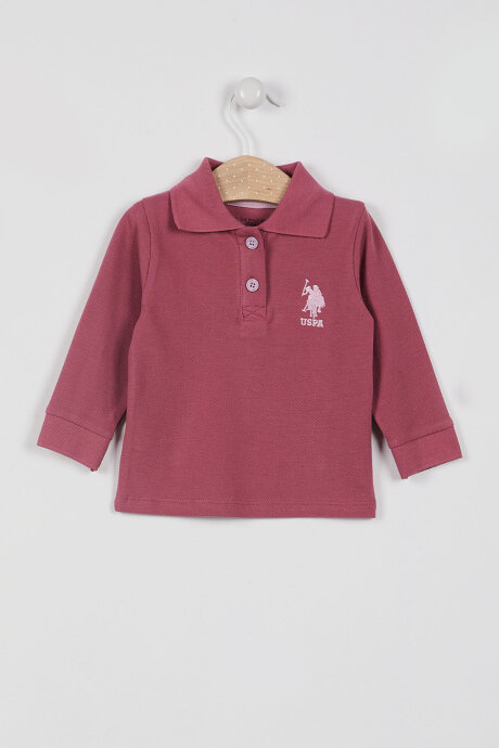 U.S. Polo Assn. Kız Bebek Polo Yaka Baskısız Kışlık Regular Fit Bordo T-Shirt USB994-B-V5