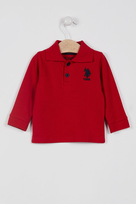 U.S. Polo Assn. Erkek Bebek Polo Yaka Baskısız Kışlık Regular Fit Kırmızı T-Shirt USB998-B-V4 