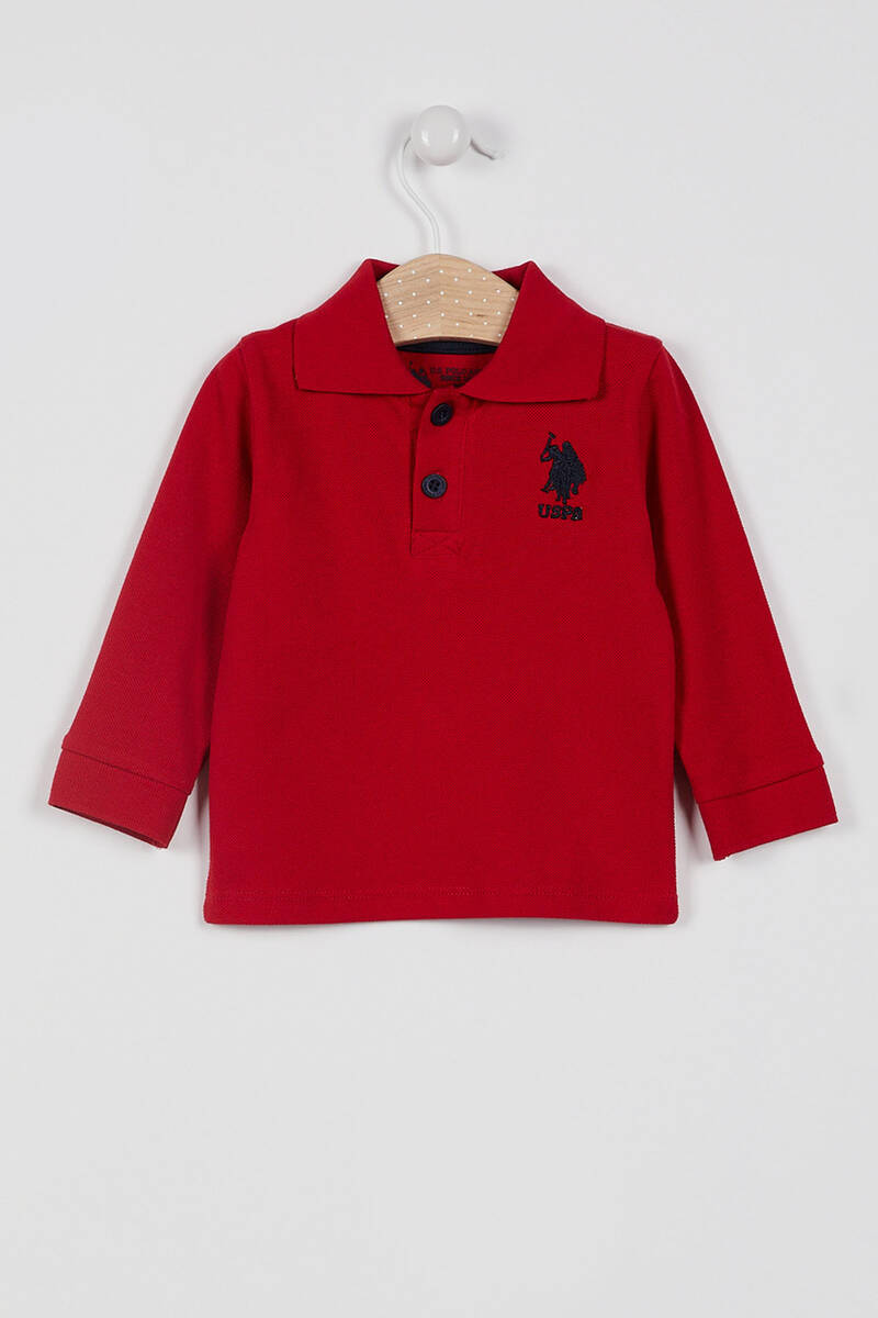 U.S. Polo Assn Lisanslı Classic Kırmızı Erkek Bebek Uzun Kol Yakalı Sweatshirt