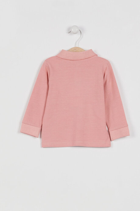 U.S. Polo Assn. Kız Bebek Pamuklu Polo Yaka Baskısız Kışlık Regular Fit Pembe T-Shirt USB994-B-V9 - 2